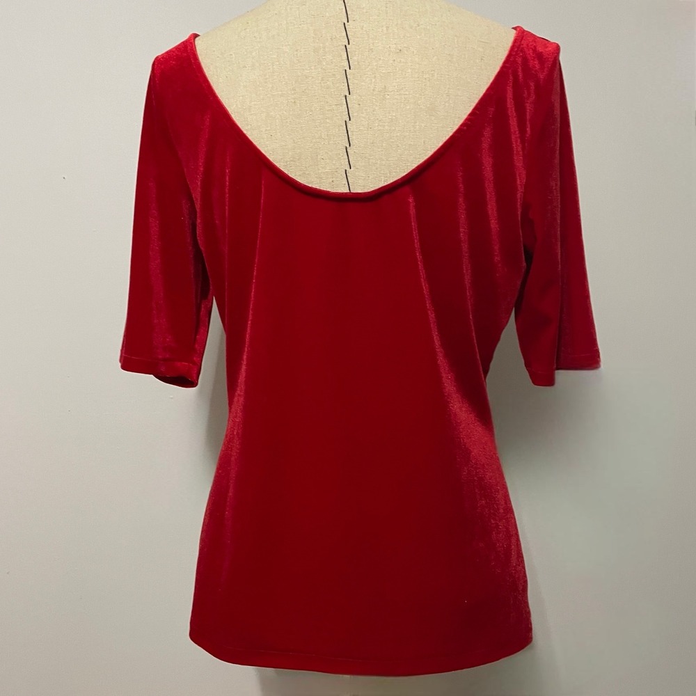 Boden Laura Scoop Back Red Velvet Top Women's US 10 - Picture 4 of 13